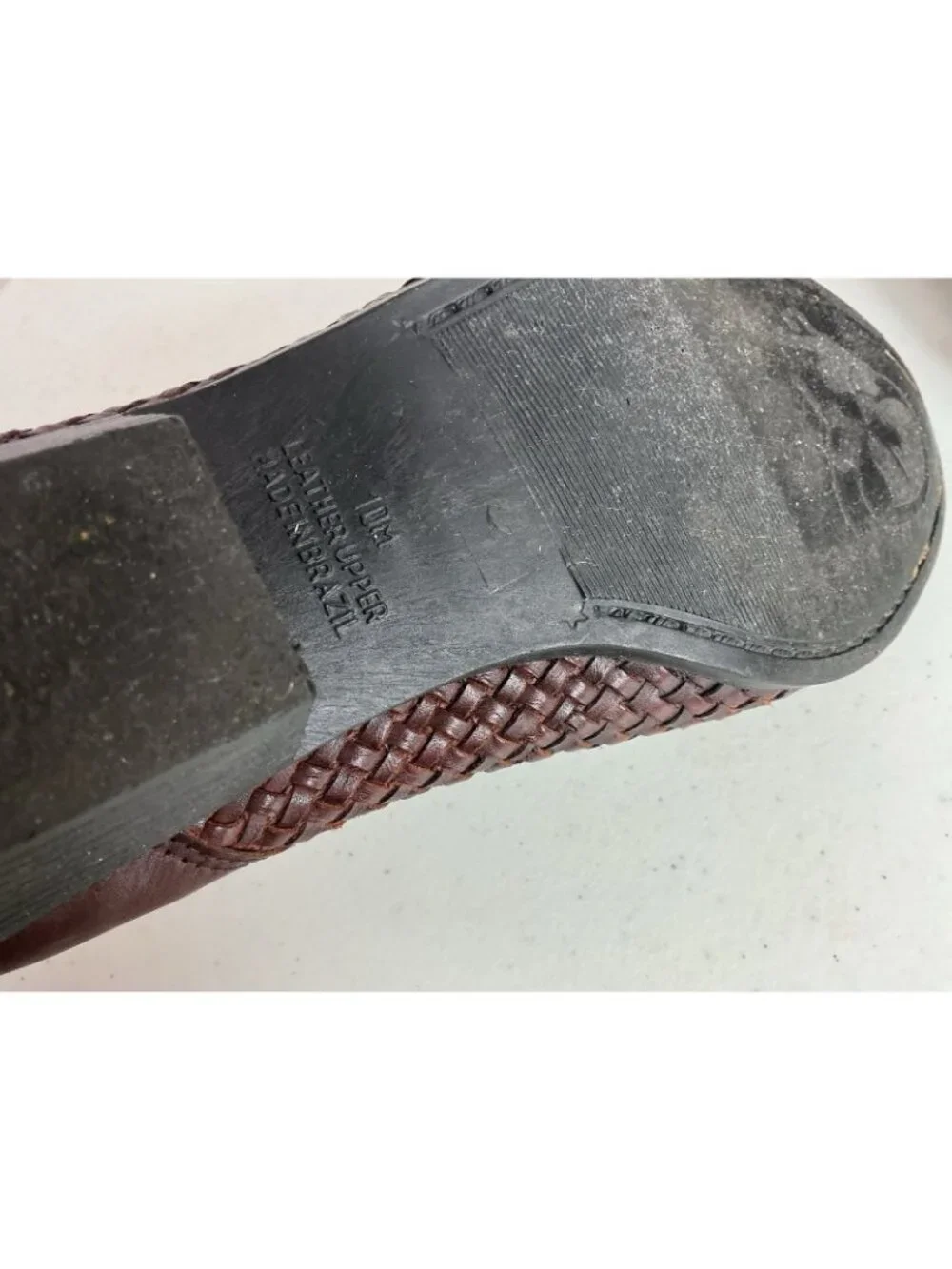 Vintage Brown Leather Western Slip on Shoes Woven Boots in Brazil Women's 10